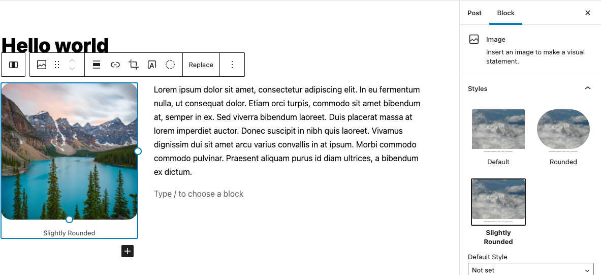 Slightly Rounded Image block style alt text